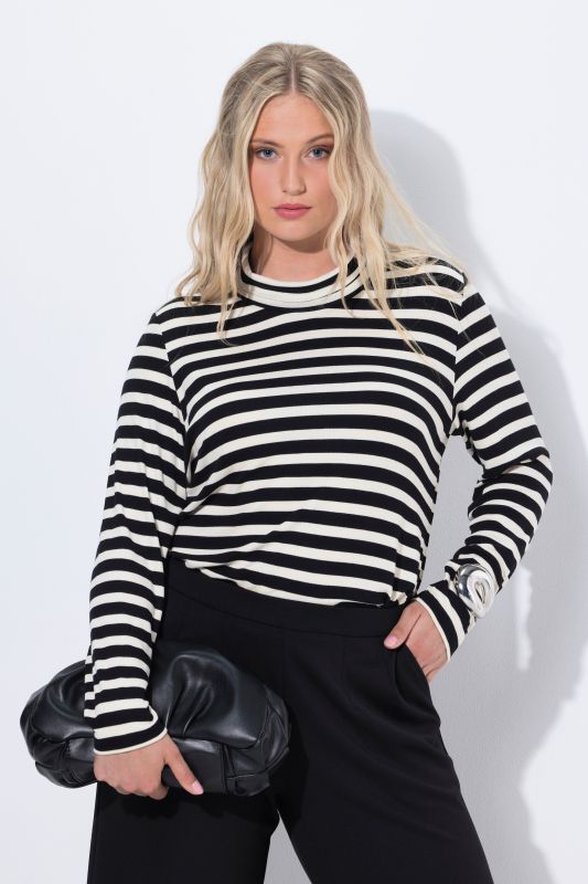 Striped Long Sleeve Turtleneck Tee