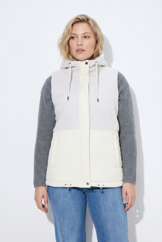 Mixed Material Hooded Vest