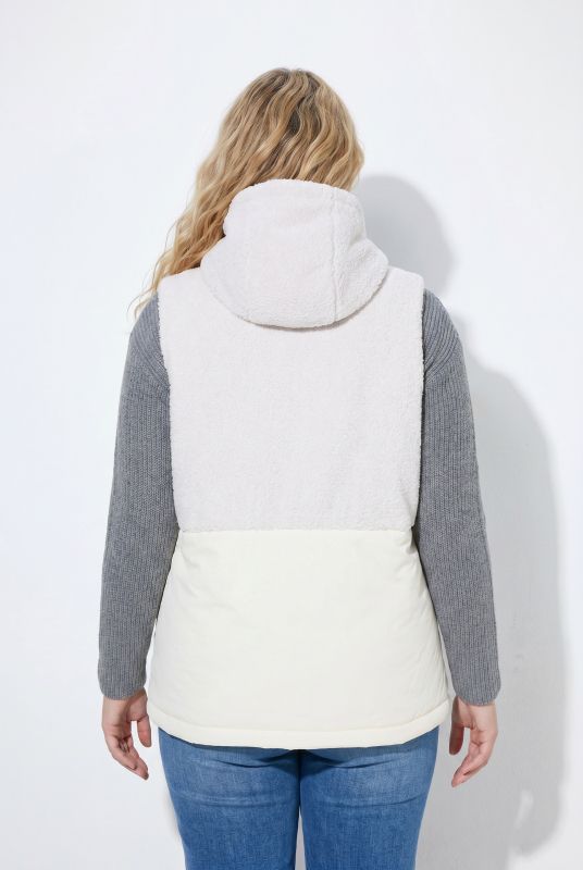 Mixed Material Hooded Vest