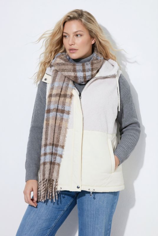 Mixed Material Hooded Vest