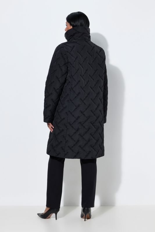 Quilted Embroidered A-Line Coat