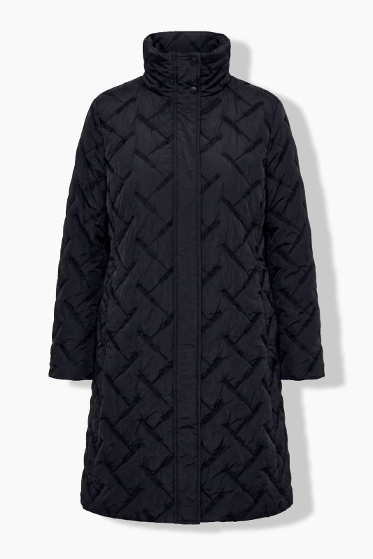 Quilted Embroidered A-Line Coat