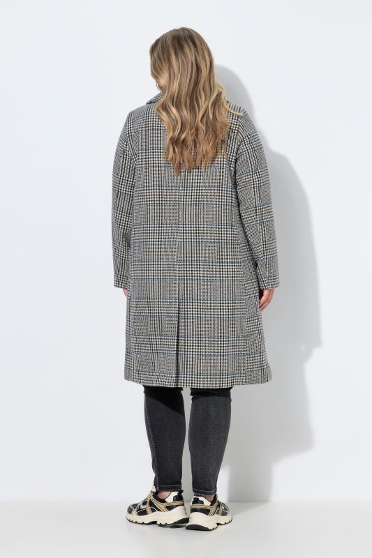 Plaid Wool-Look Lapel Collar Coat