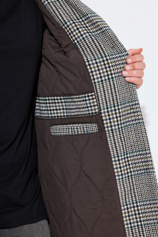 Plaid Wool-Look Lapel Collar Coat