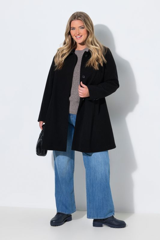 Flared Wool-Look Coat