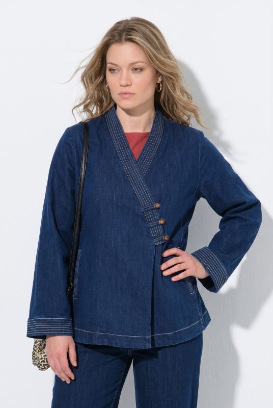 Eco Cotton Kimono Style Asymmetric Denim Jacket