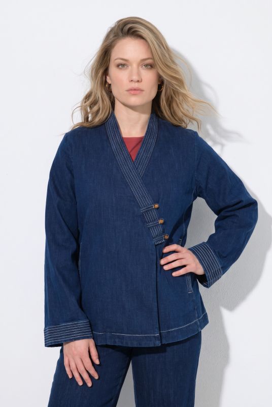 Eco Cotton Kimono Style Asymmetric Denim Jacket