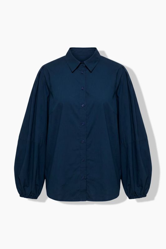 Balloon Sleeve Button-Down Lyocell Blouse