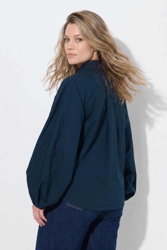 Balloon Sleeve Button-Down Lyocell Blouse