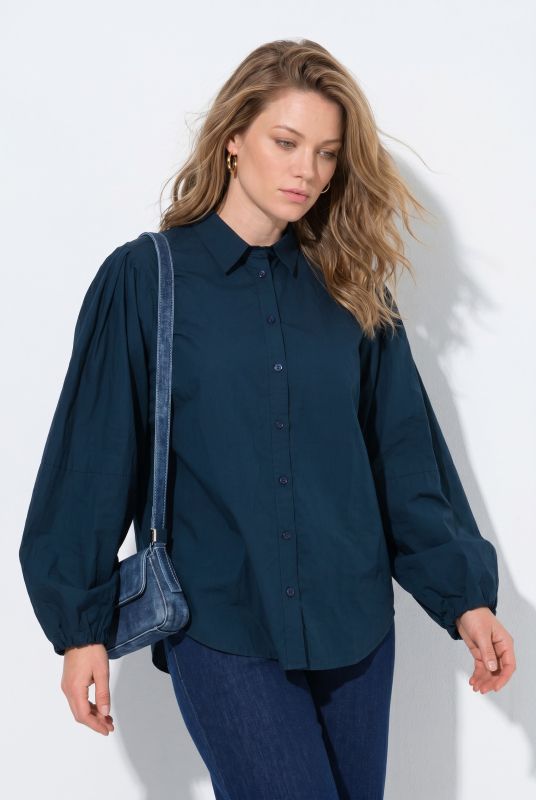 Balloon Sleeve Button-Down Lyocell Blouse