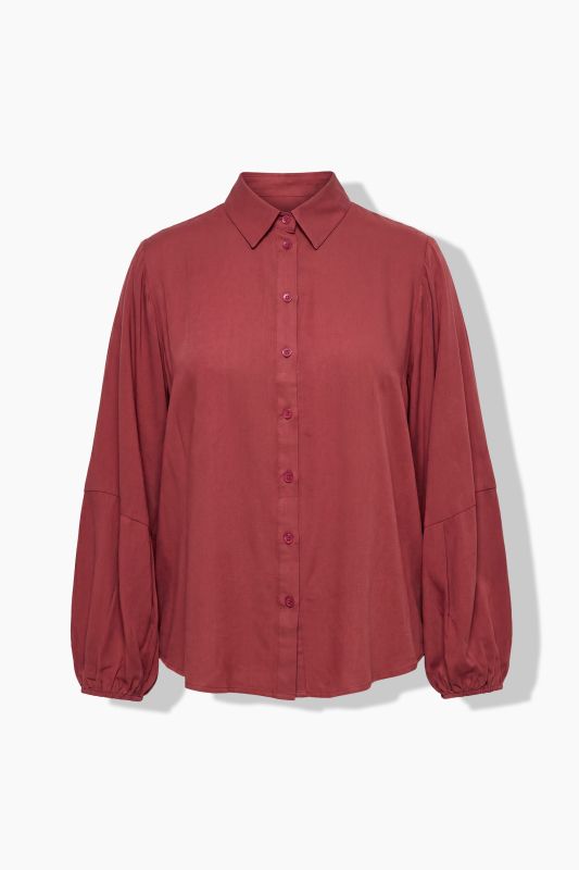 Balloon Sleeve Button-Down Lyocell Blouse