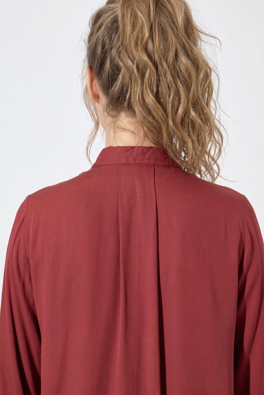 Balloon Sleeve Button-Down Lyocell Blouse