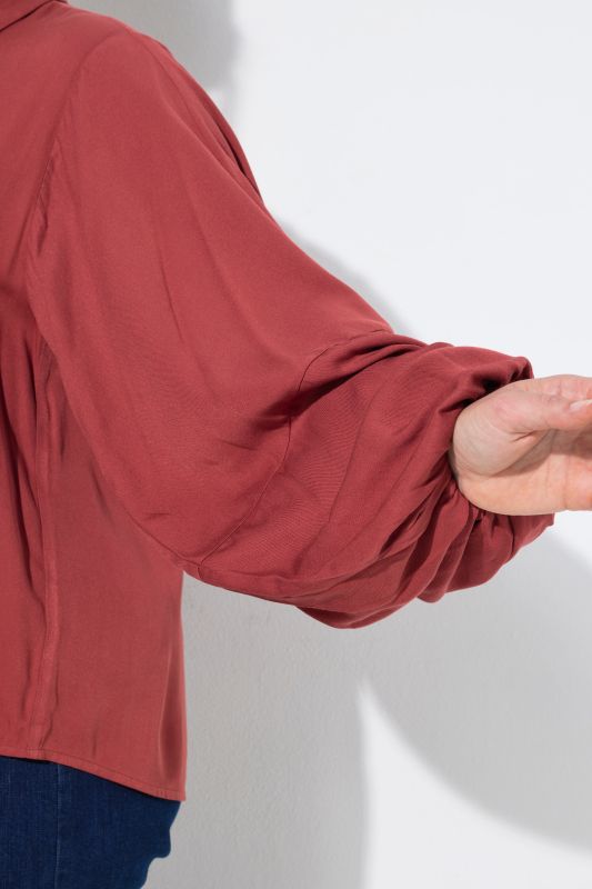 Balloon Sleeve Button-Down Lyocell Blouse