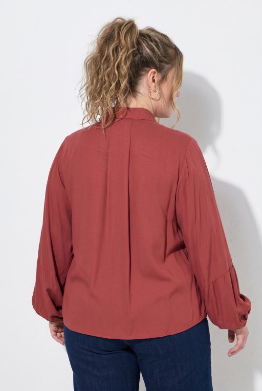 Balloon Sleeve Button-Down Lyocell Blouse
