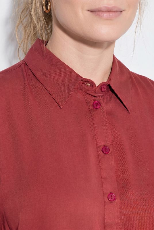 Balloon Sleeve Button-Down Lyocell Blouse