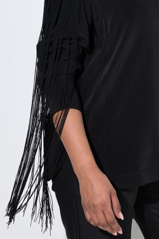 Fringed Button-Down Cupro Blouse