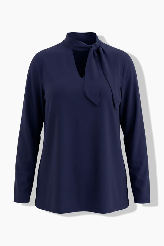 Ribbon Tie Modal Blend Jersey T-Shirt Blouse