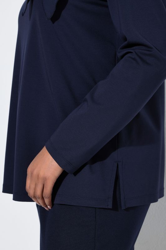 Ribbon Tie Modal Blend Jersey T-Shirt Blouse