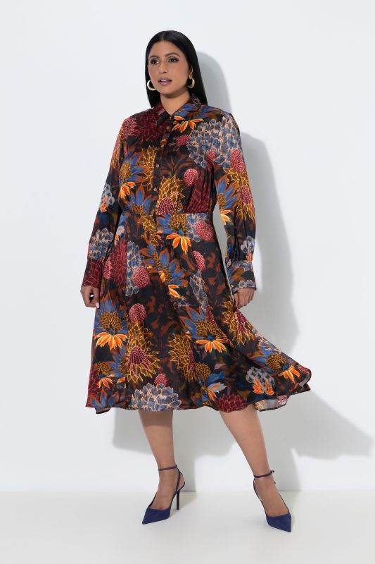 Autumn Bloom Long Sleeve Button-Down Dress