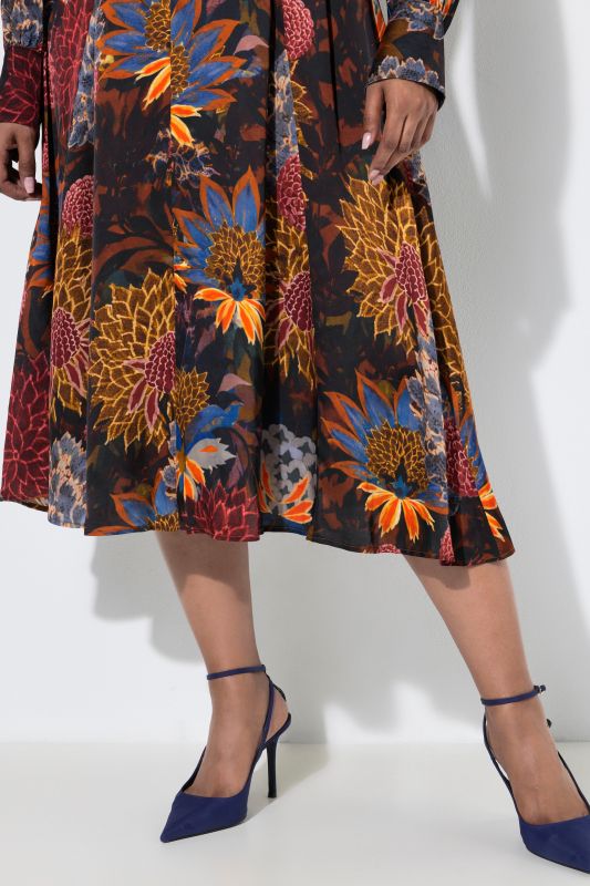 Autumn Bloom Long Sleeve Button-Down Dress