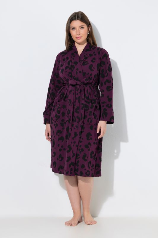 Leopard Print Terry Cloth Lined Bathrobe