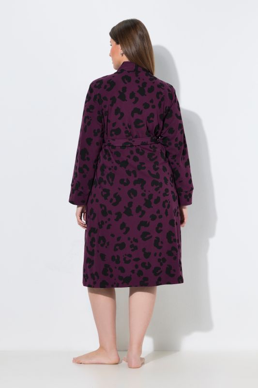 Leopard Print Terry Cloth Lined Bathrobe