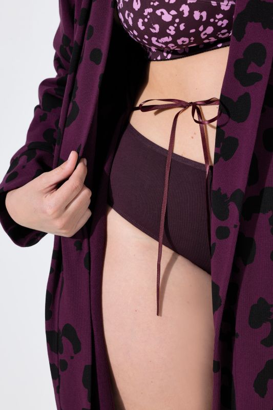 Leopard Print Terry Cloth Lined Bathrobe