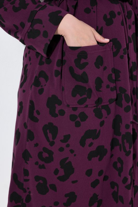 Leopard Print Terry Cloth Lined Bathrobe
