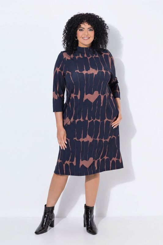 Modern Print Punto di Roma 3/4 Sleeve Dress