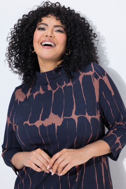 Modern Print Punto di Roma 3/4 Sleeve Dress