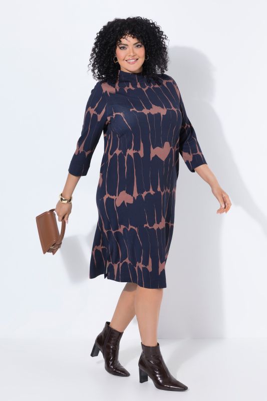 Modern Print Punto di Roma 3/4 Sleeve Dress