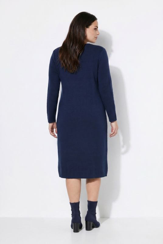 Asymmetric Ribbon Tie Long Sleeve Sweater Dress