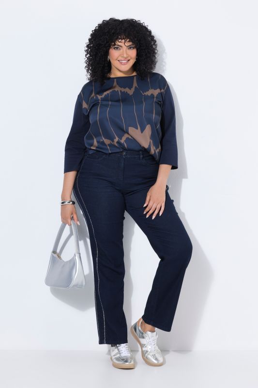 Rhinestone Striped Stretch-Fit Jeans