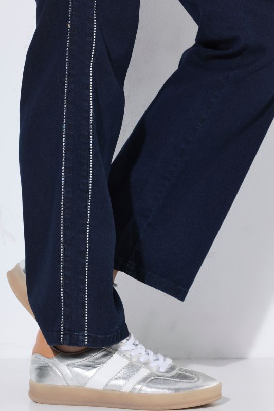 Rhinestone Striped Stretch-Fit Jeans