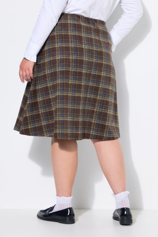 Plaid Elastic Waist A-Line Skirt
