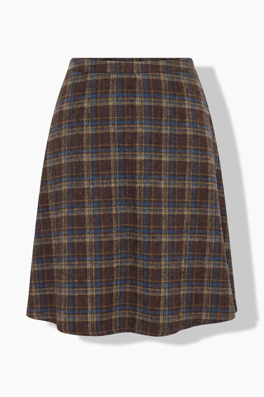 Plaid Elastic Waist A-Line Skirt