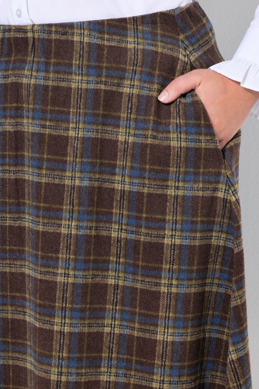 Plaid Elastic Waist A-Line Skirt