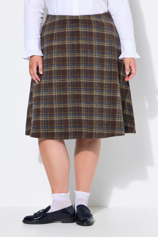 Plaid Elastic Waist A-Line Skirt