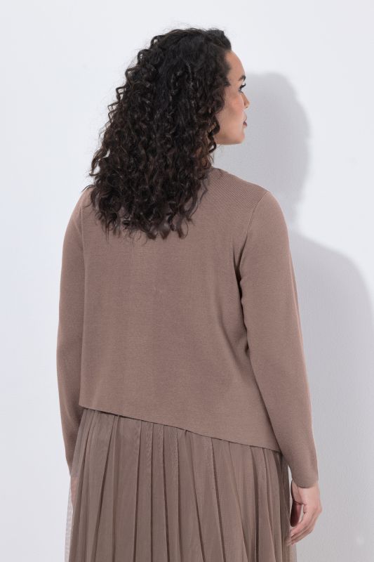 Asymmetric Rhinestone Studded Pointed Hem Sweater