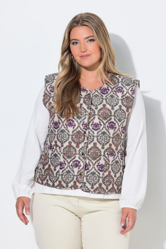 Ornamental Print Quilted Vest
