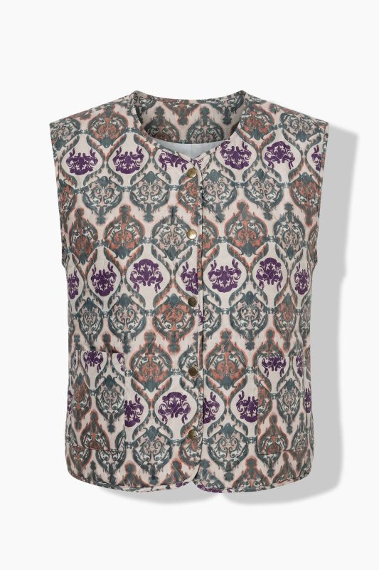 Ornamental Print Quilted Vest