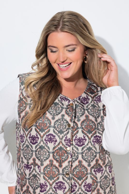 Ornamental Print Quilted Vest