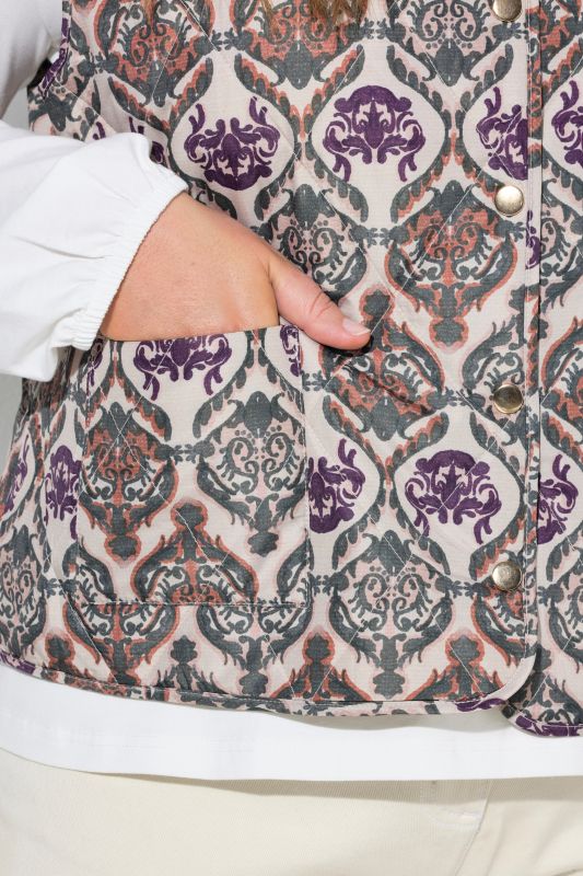 Ornamental Print Quilted Vest