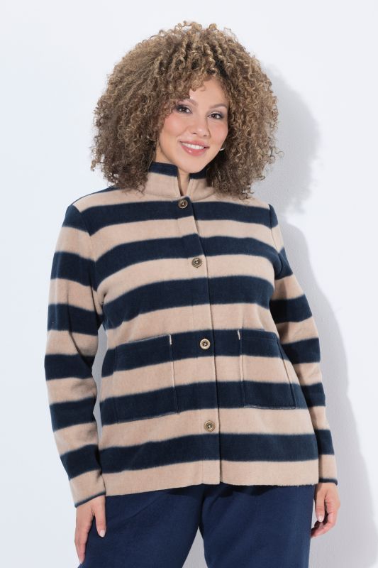 Striped Fleece Turtleneck Jacket