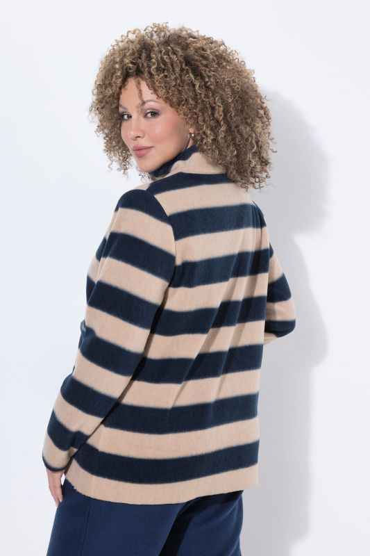 Striped Fleece Turtleneck Jacket