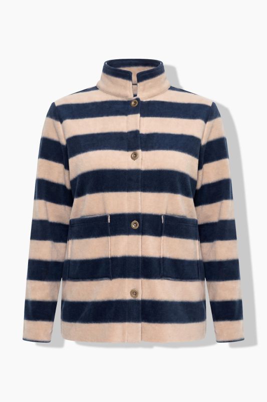 Striped Fleece Turtleneck Jacket