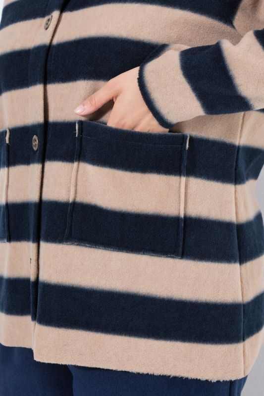 Striped Fleece Turtleneck Jacket