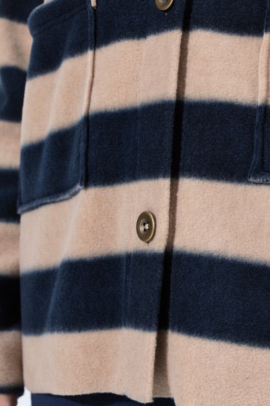 Striped Fleece Turtleneck Jacket