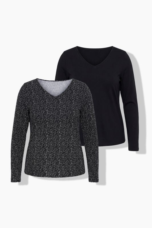 2 Pack Long Sleeve V-Neck Tees