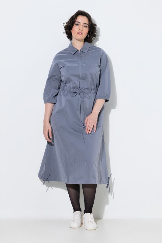 Drawstring Waist 3/4 Sleeve Midi Dress